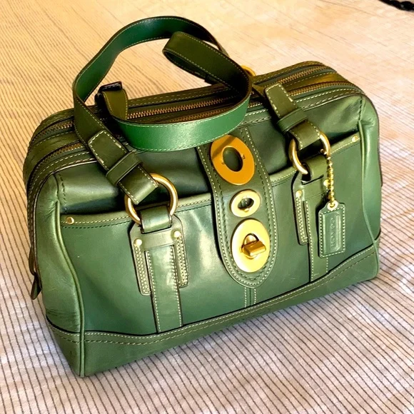 Coach | Bags | Coach Green Leather Satchel | Poshmark